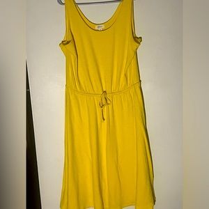 Style & Co. size XXL, sleeveless, yellow, midi dress with a drawstring tie waist